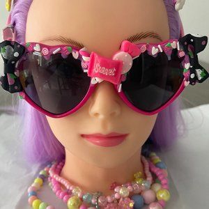 Kawaii Heart Sunglasses, One-of-a-kind Glasses, Pink Strawberry Bows